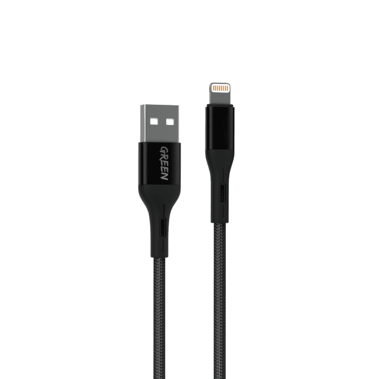 Green Lion USB-A to Lightning Braided Cable  3M - Black