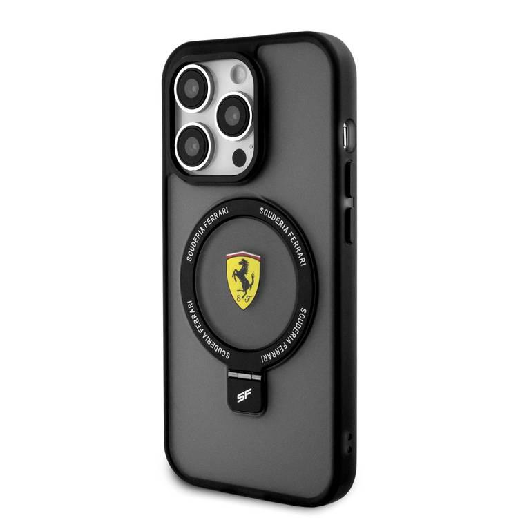 Ferrari iPhone 15 Pro For Magsafe Ring Stand Case - Black