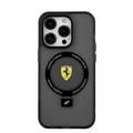 Ferrari iPhone 15 Pro For Magsafe Ring Stand Case - Black