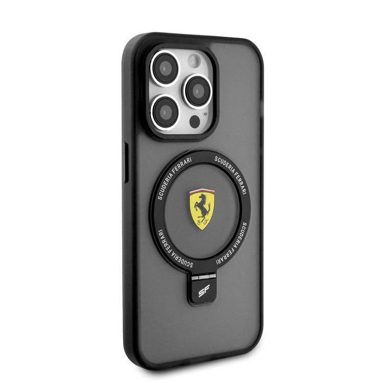 Ferrari iPhone 15 Pro For Magsafe Ring Stand Case - Black