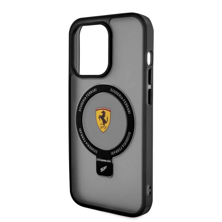 Ferrari iPhone 15 Pro For Magsafe Ring Stand Case - Black