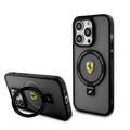 Ferrari iPhone 15 Pro For Magsafe Ring Stand Case - Black