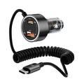 Porodo 60W  Black Transparent Dual Port Car Charger PD 30W QC 18W with Coil