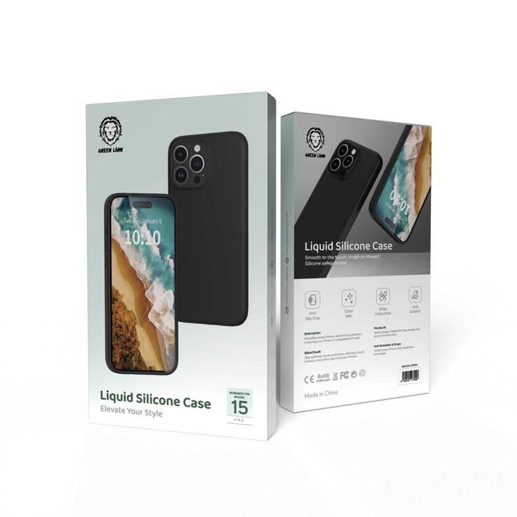 Green Lion iPhone 15 Pro For Liquid Silicone Case - Black