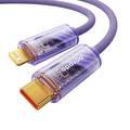 Porodo Braided 1M PD27W USB-C to Lightning Cable With Transparent Head  - Purple