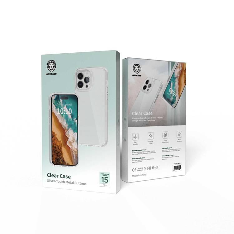 Green Lion iPhone 15 Pro For Clear Case with Metal Buttons - Clear