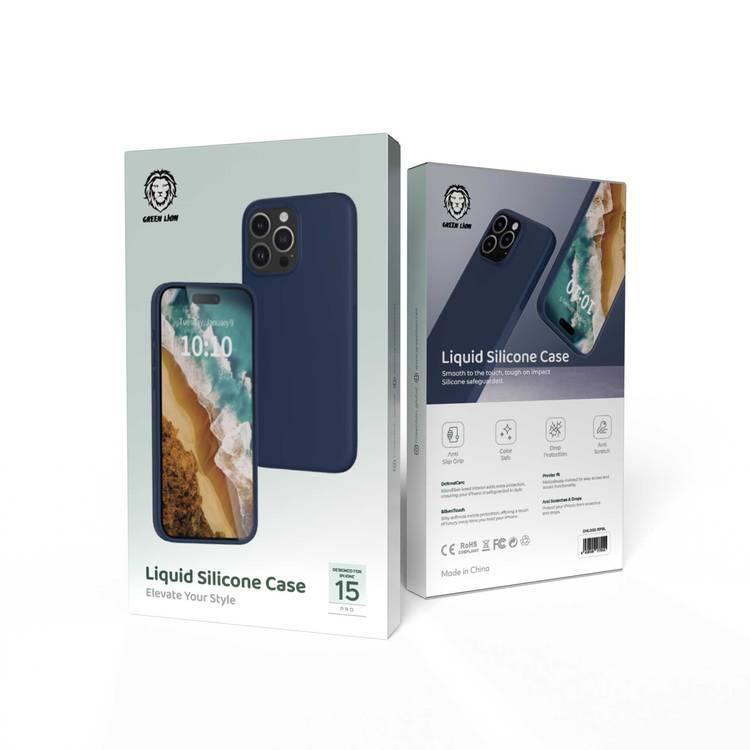 Green Lion iPhone 15 Pro For Liquid Silicone Case - Blue