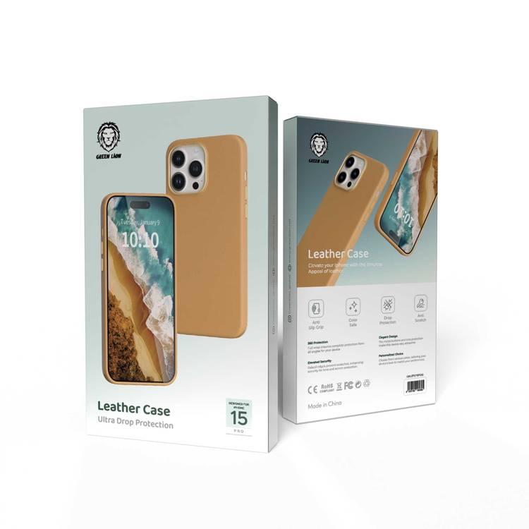 Green Lion iPhone 15 Pro For Leather Case - Orange