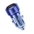 Porodo 75W Transparent Dual Port Car Charger PD 45W QC 30W - Blue