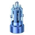 Porodo 75W Transparent Dual Port Car Charger PD 45W QC 30W - Blue