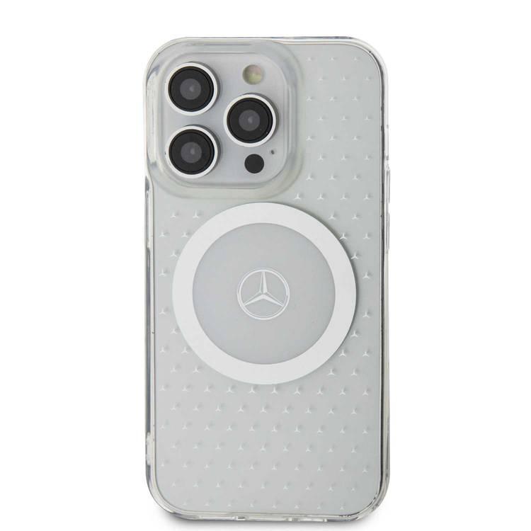 Mercedes-Benz iPhone 15 Pro Max Transparent Magsafe Case Stars Pattern - White