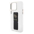 Guess Grip stand Clear Case with Saffiano Grip Leather and 4G Logo for iPhone 15 Series - Black - iPhone 15 Pro Max