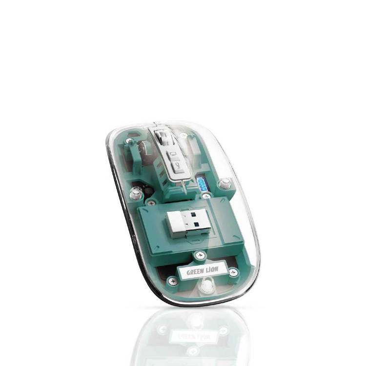 Green Lion Transparent Mouse 2400DPI 400mAh - Green