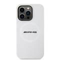 AMG White Magsafe Silicone Case with Large Rhombuses Pattern for iPhone 15 Series - iPhone 15 Pro Max