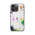 U.S.Polo Assn. iPhone 15 Pro Max For PU Leather Gripstand with Paint White Pattern Case - White