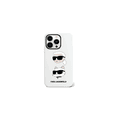 Karl Lagerfeld iPhone 15 Pro For Silicone Hard Case With Karl Lagerfeld & Choupette Heads - White