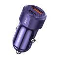 Porodo 50W Dual Port Car Charger, PD 20W, QC 30W, Simultaneous Fast Charging, ABS + PC Material, Multi Protection, Carbon Fiber Print - Purple