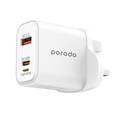 Porodo Triple Port PD QC Lightning 30W Charger UK Plug - White