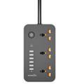 Porodo Blue Multi-Port Power Socket with 3 AC X6 USB-A 2M 2500W - Black