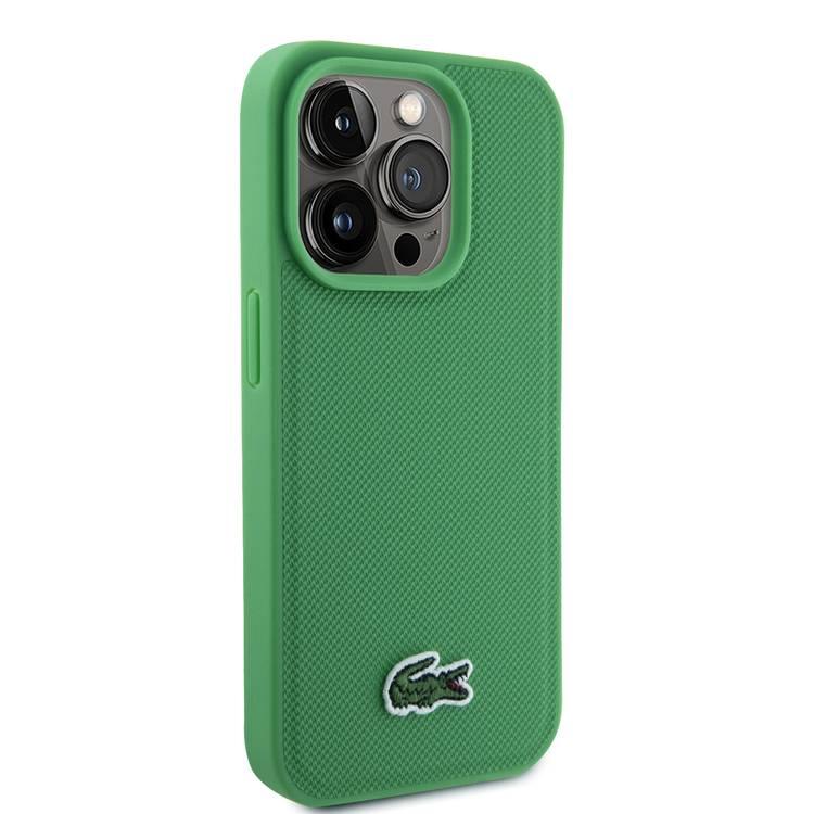 Lacoste HC MagSafe Iconic Petit Pique PU Woven Logo for iPhone 15 Series - Green - iPhone 15 Pro Max