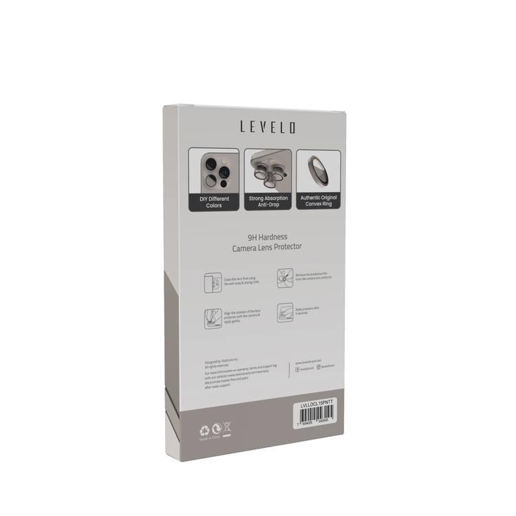 Levelo iPhone 15 Pro / 15 Pro Max For Lucent Trio 9H Hardness Camera Lens Protector - Titanium