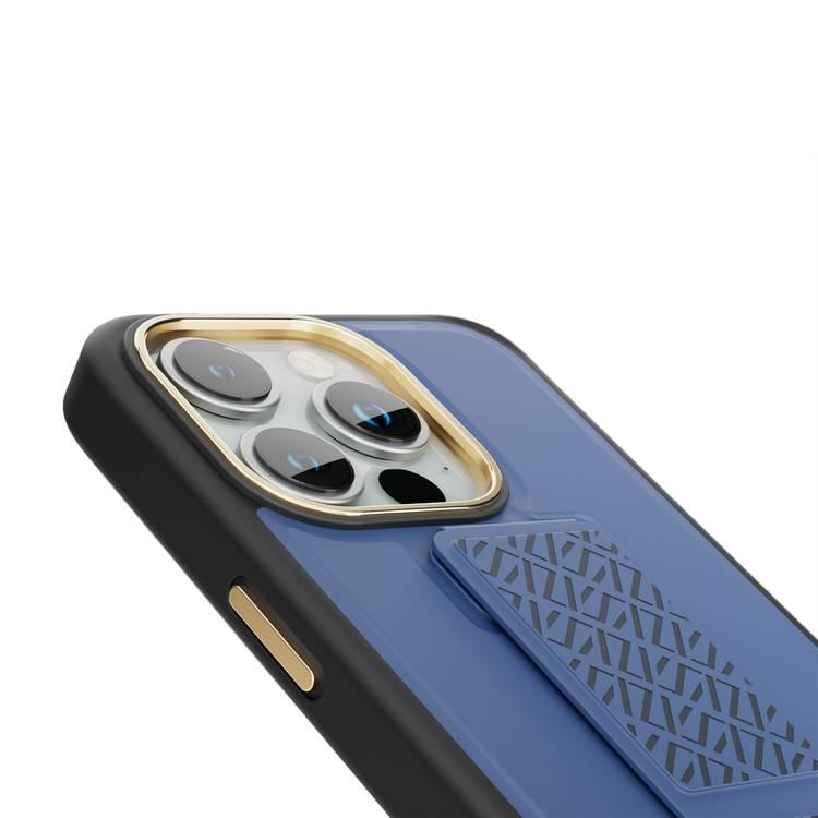 Levelo iPhone 15 Pro Max For Morphix Cuero Gripstand Case - Blue