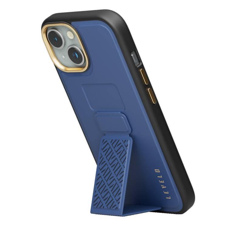 Levelo iPhone 15 For Morphix Cuero Gripstand Case - Blue