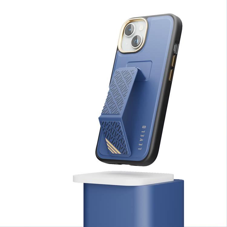 Levelo iPhone 15 Plus For Morphix Cuero Gripstand Case - Blue