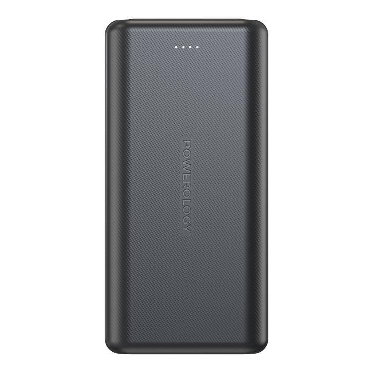 Powerology 20000mAh Power Bank with USB-C PD20w and 2xUSB-A QC 18W Port - Black