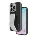 Levelo iPhone 15 Pro Max For Morphix Leather Case With Kickstand Grip   - Black/Grey