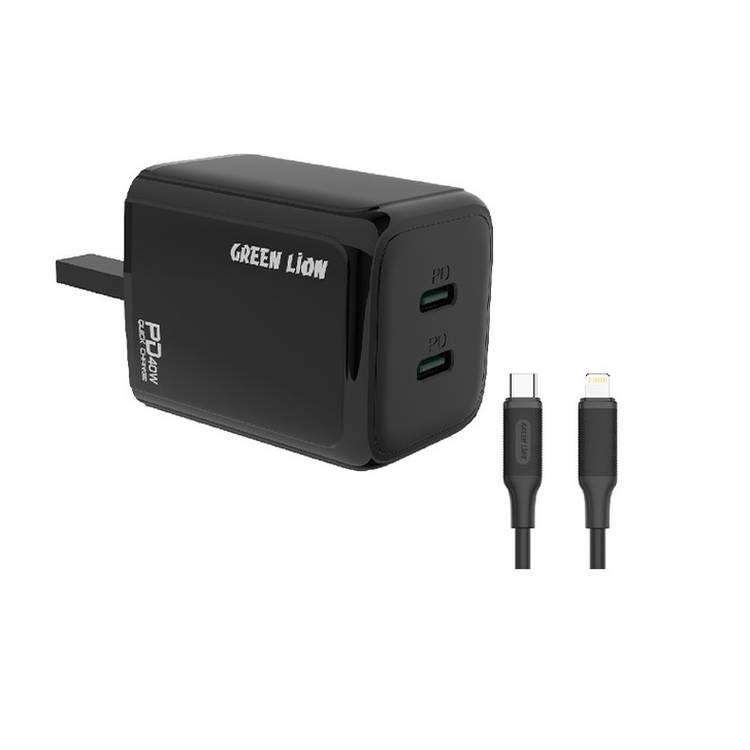 Green Lion 40W Dual PD Wall Charger  - Black