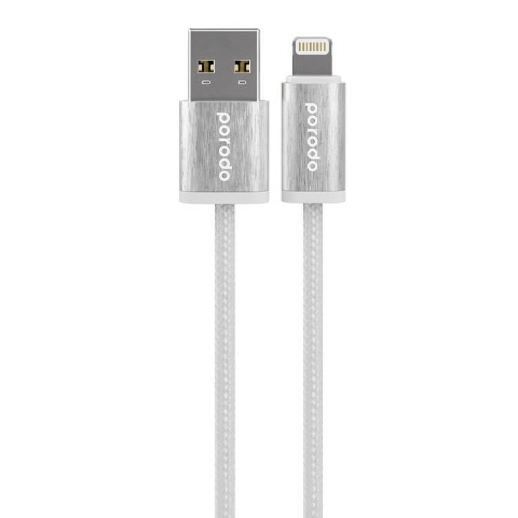 Porodo Woven 2.4A USB A to Lightning Cable 1.2M - White