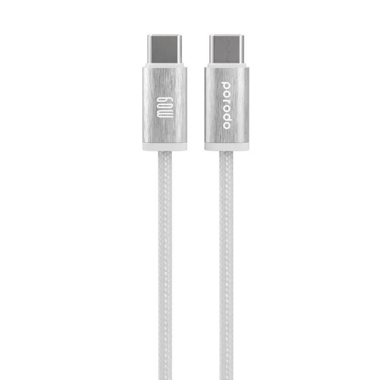 Porodo Woven 60W Type-C to Type-C Cable 1.2M - White