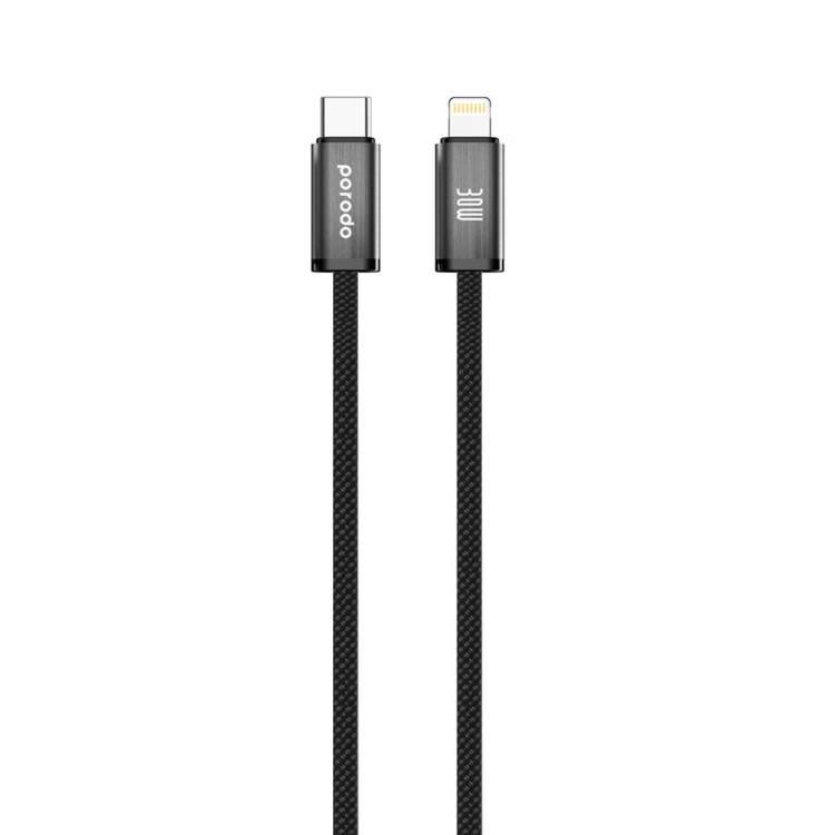 Porodo Woven 30W Type-C To Lightning Cable Cable 1.2M  - Black