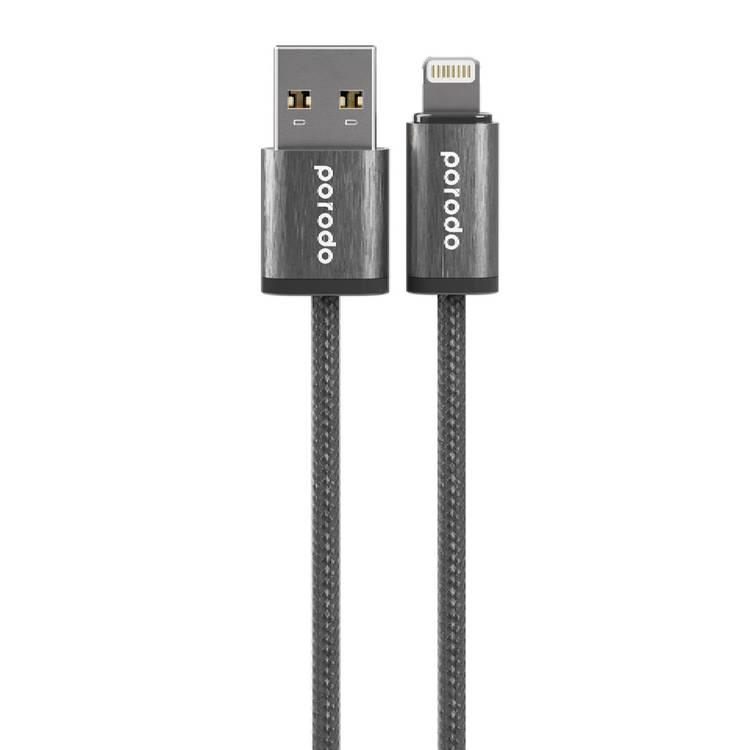 Porodo Woven 2.4A USB A to Lightning Cable 1.2M - Black