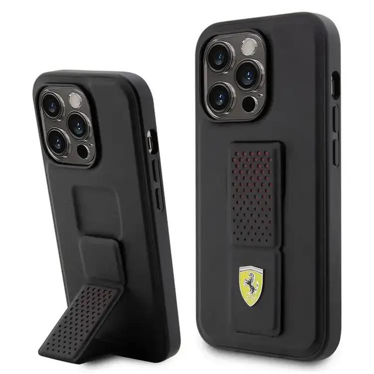 Ferrari iPhone 15 Pro Max For Gripstand Case with Perforated Pattern - Yellow