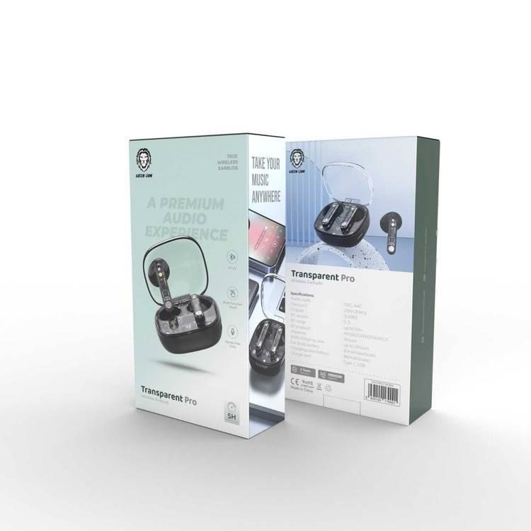 Green Lion Transparent Pro Wireless Earbuds - Black