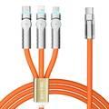 Porodo PD100W Three-in-one  Cable 180 Degrees Rotation: 1.2M - White - البرتقالي