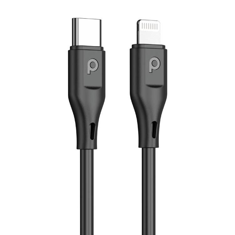 Porodo 20W+QC USB A+C Charger UK with C-Lightning 1.2M Cable  - Black