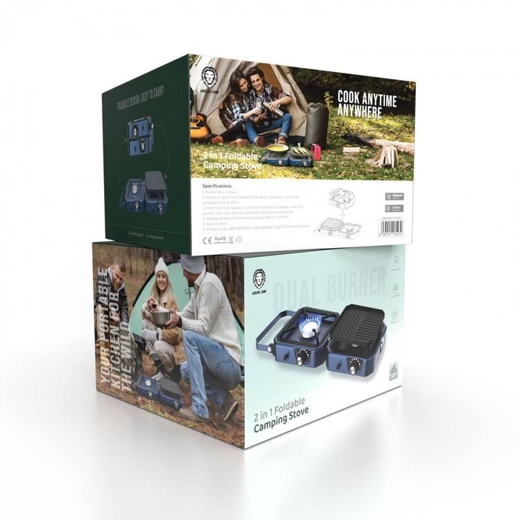 Green Lion 2 In 1 Foldable Camping Stove - Blue