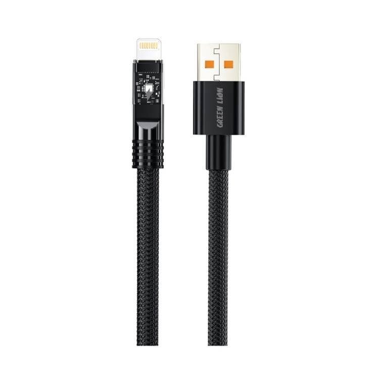 Green Lion USB-A To USB-C LED Braided Cable 1 Meter - Black - 1M