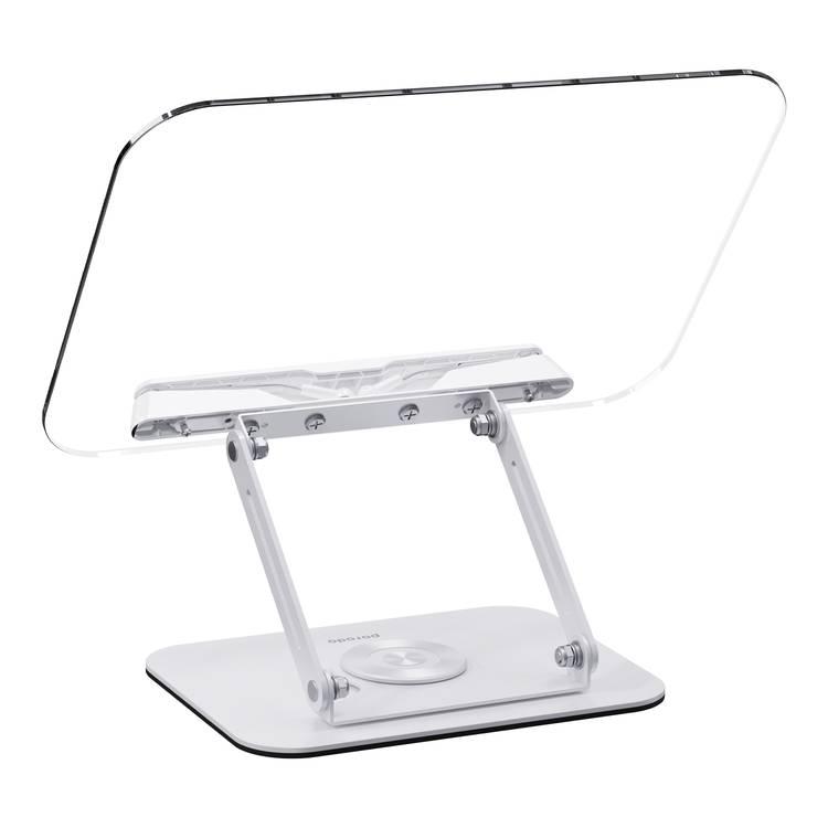 Porodo Transparent Tablet Stand with 360° Rotatable Arm and Adjustable Angle - White