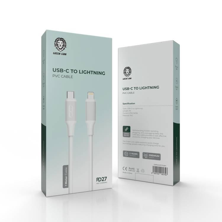 Green Lion Type-C  To Lightning PVC Cable (1m) - White