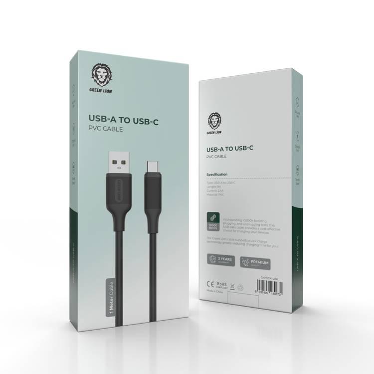 Green Lion USB-A To Type-C PVC Cable (1m) - Black