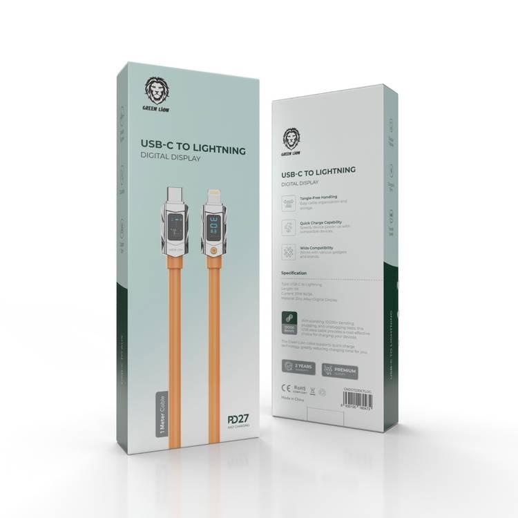 Green Lion USB-C To Lightning With  Digital Display Cable (1m) - Orange