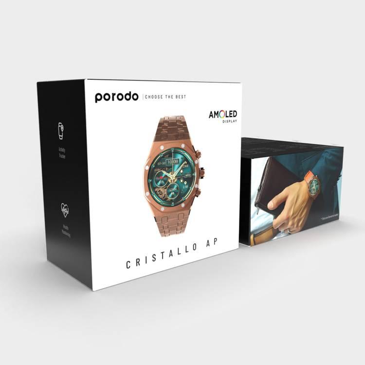 Porodo Cristallo AP Amoled Display Smart Watch - Rose Gold - 49mm Display