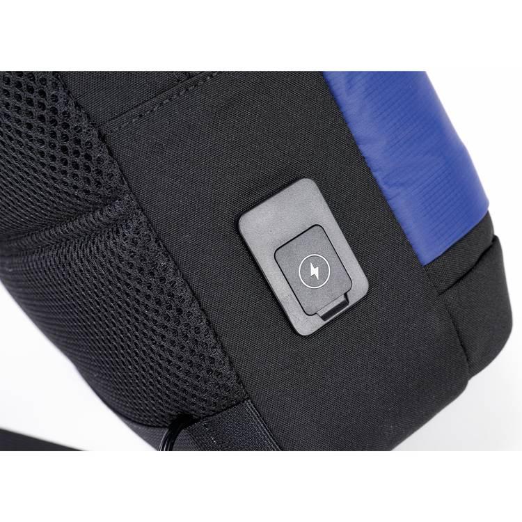 Porodo Lifestyle Cross Body Sling Bag With Fingerprint Lock - Black / Blue