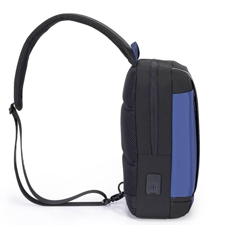 Porodo Lifestyle Cross Body Sling Bag With Fingerprint Lock - Black / Blue