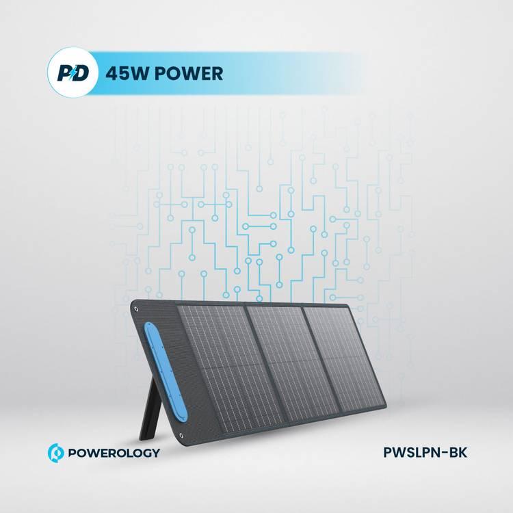 Powerology 60W Folding Design Portable Solar Panel - Black