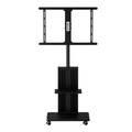 Porodo Mobile TV Stand with Wheels, Dynamic Swivel & Tilt, Durable Material, Tray Storage, VESA Compatible, Adjustable Height, Compatible with 32" - 75" Screen, Compatible with Panasonic, Samsung, Sony, LG - Black